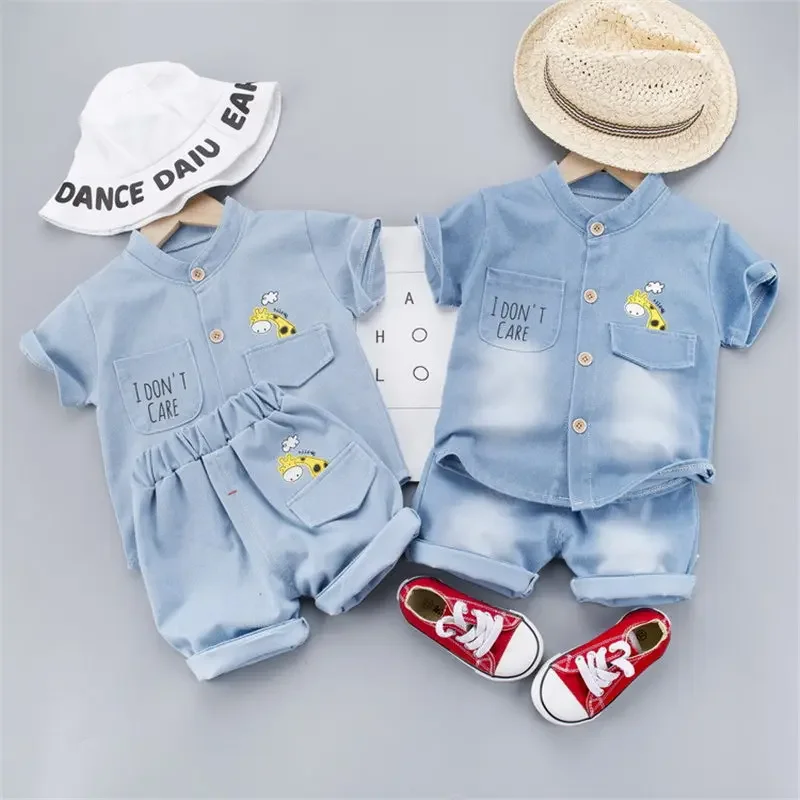 kf-S763289d9895b44eca9269eaf4a33d0c5O-New-Summer-Baby-Boys-Denim-Clothing-Children-Casual-Short-Sleeve-Shirt-Shorts-2Pcs-Set-Kids-Sportswear
