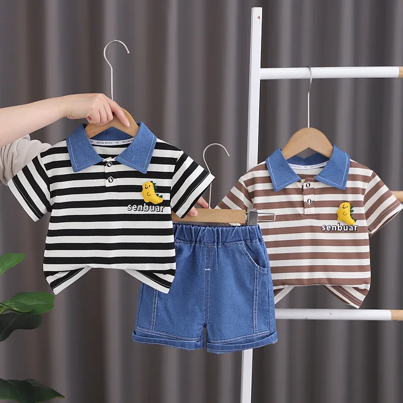 kf-S838ae6bbf43b4d8f8d1875fe03b0b55aS-New-Summer-Baby-Clothes-Suit-Children-Boys-Casual-Striped-T-Shirt-Shorts-2Pcs-Set-Infant-Clothing