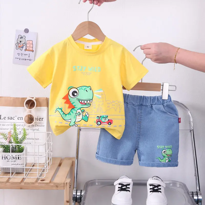 kf-Saa7de5348f954f71882afcf4ff691909Z-New-Kids-Cartoon-Car-Outfit-Dinosaur-T-shirt-Shorts-2Pcs-Set-New-Fashion-Baby-Boys-Girl