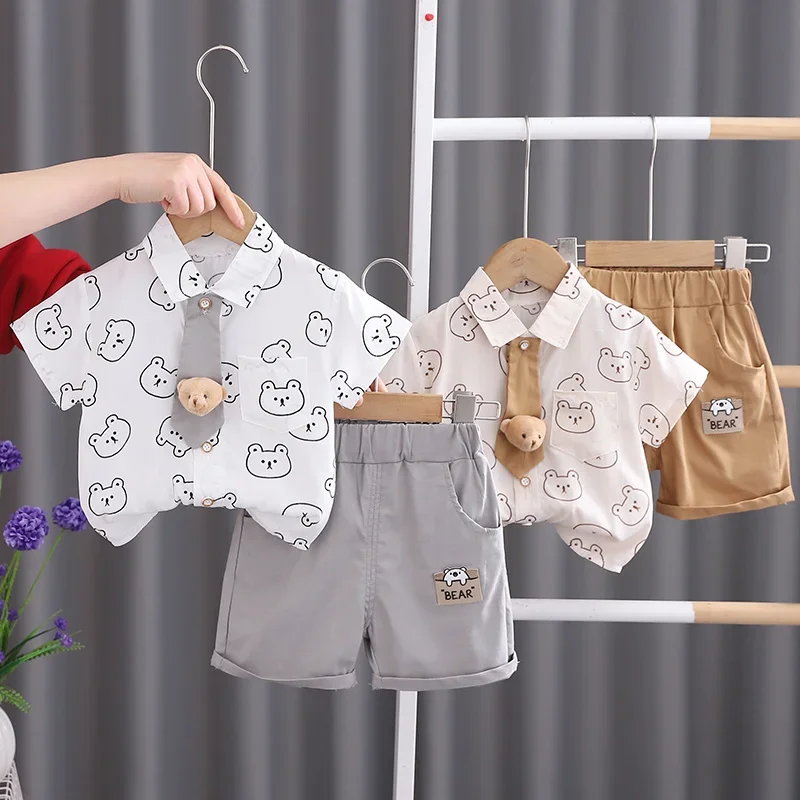 kf-Scd89781b3d2a47dab96db24c5f7eae266-Cotton-Clothes-Baby-Boy-Summer-Children-Print-Small-Bear-Shirts-Shorts-2Pcs-Set-Infant-Kids-Fashion